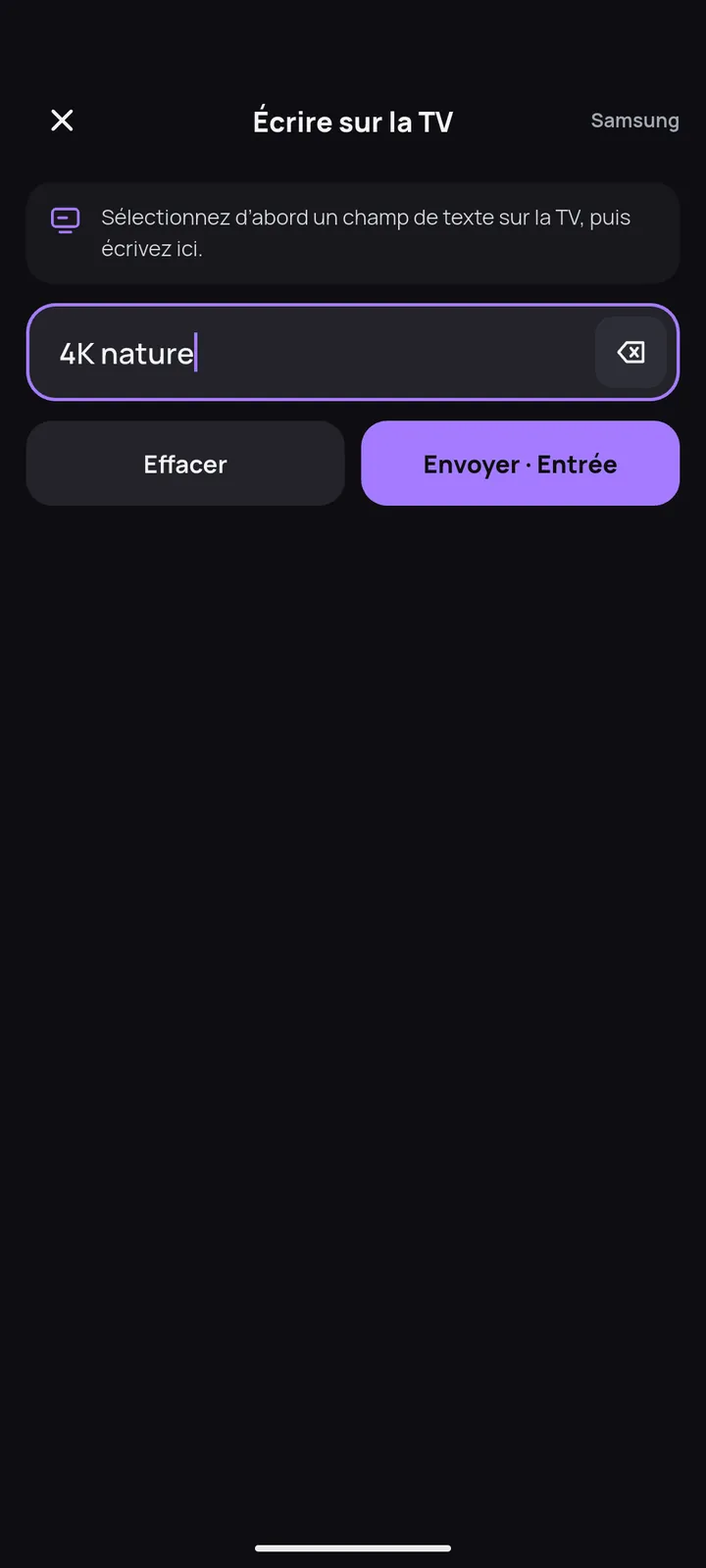 Écran du clavier pour écrire sur la TV